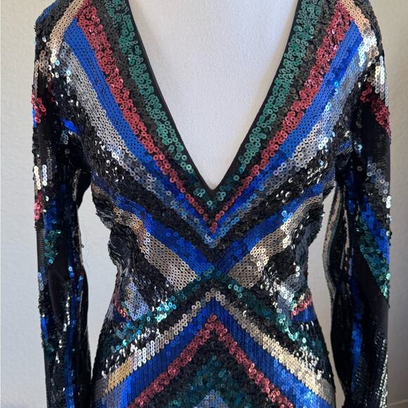 Express Sequin Bodycon Dress Long Sleeve NYE | Size L - Picture 2 of 9